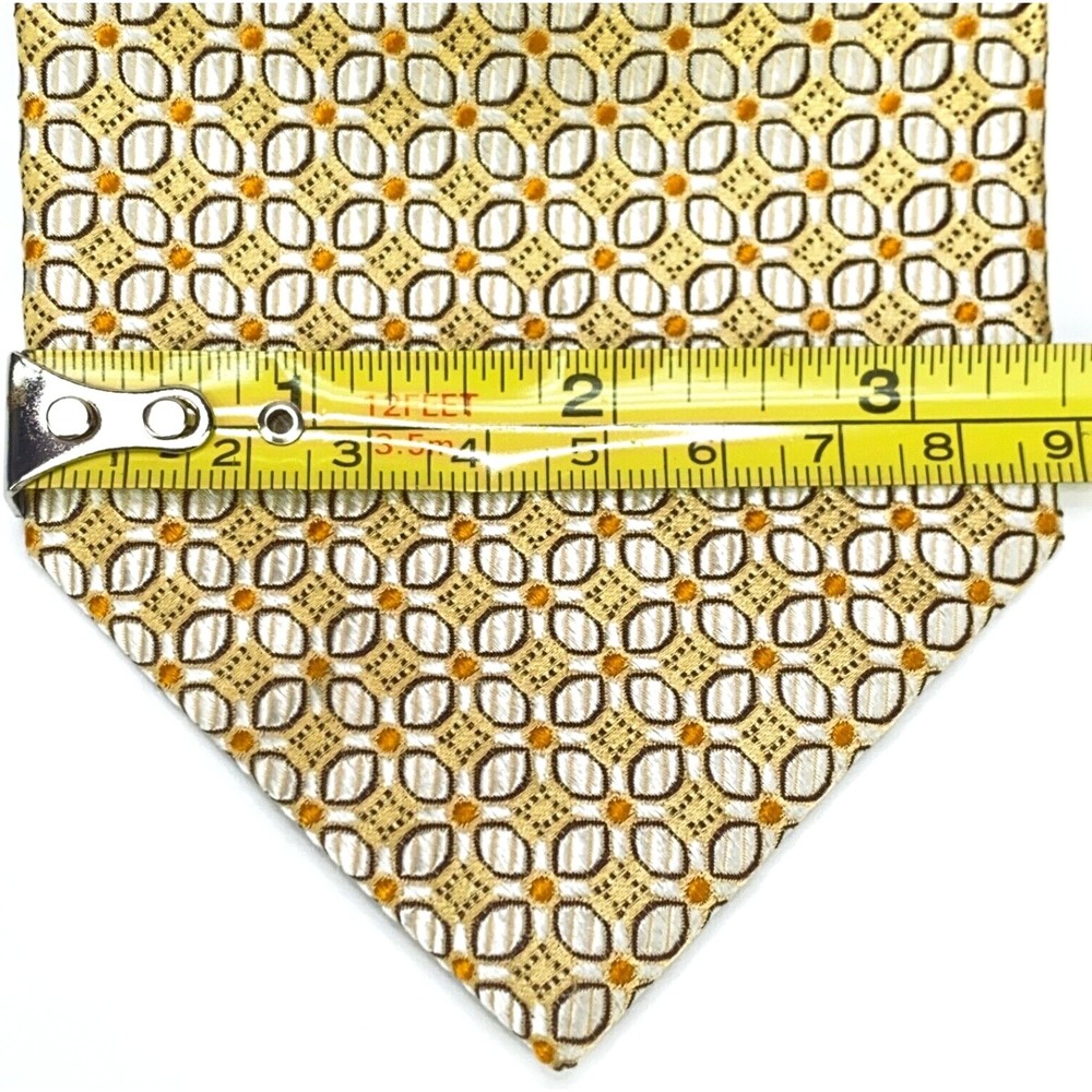 JOS A BANK Signature Collection Light Yellow Beige White Orange Dots Silk Tie - Picture 9 of 9